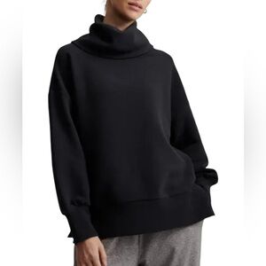 Varley Black Cowl Neck Pullover Sweatshirt XS Ribbed Cozy Athleisure